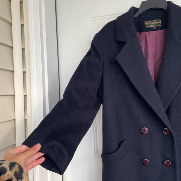 Vintage Kristen Blake Blue 100% Wool Full Length Duster Peacoat Overcoat size 8 - Picture 9 of 13